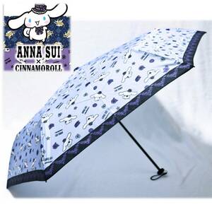 《ANNA SUI アナスイ&#215;シナモロール コラボ！》新品 軽量 ロゴ・モチーフ総柄 晴雨兼用折りたたみ傘 雨傘 日傘 サンリオ A9252