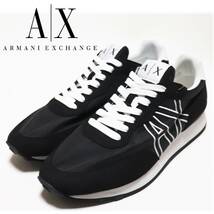 《A|X ARMANI EXCHANGE アルマーニ エクスチェンジ》新品 軽量 異素材切替 ビッグAXロゴ刺繍 ローカット スニーカー UK8(27cm)A9072_画像1