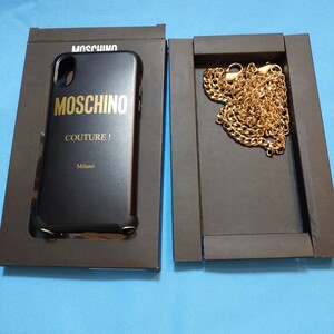 即決!MOSCHINOモスキーノiPhoneXiPhoneXS用ケースカバー黒ブラックゴールドロゴ