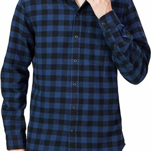 メンズ　シャツ　チェック　シンプル　ネルシャツ　ブラック　黒　青　ブルー