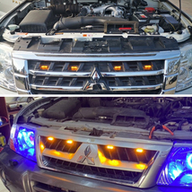 LED グリルマーカー 4連 トヨタ スモークレンズ アンバー タコマ TRD プログリル 汎用 ハイラックス プラド RAV4 デリカD5 フロント ライト_画像4