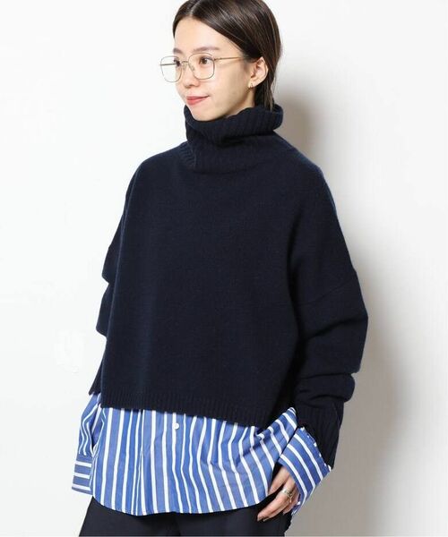 MUSE de Deuxieme ClasseCropped☆タートルネックプルオーバー　新品ネイビー