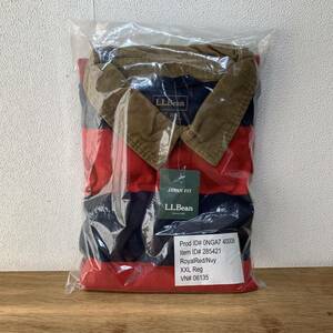 未使用　L.L.Bean/エルエルビーン　ラガーシャツ　メンズXXL 　紺/ネイビー　赤／レッド 　ボーダー　ラグビー　K3138