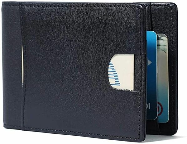 財布 二つ折り 薄型 マネークリップ メンズ 本革 シンプル 札入れ カード収納 手帳