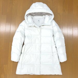 ◆UNIQLO ユニクロ シームレス Aライン ダウンコート XL 白 オフホワイト ダウンジャケット ゆったり 大きいサイズ 2L LL 女性用