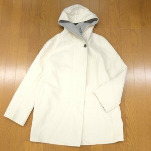 ●23区 ニジュウサンクカシミヤ アンゴラブレンド ラムウール フーディ ニット コート 38(M) オフホワイト ジャケット ガウンコート 女性用