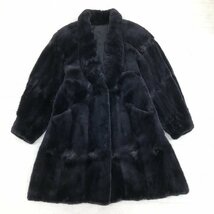 ★最高級毛皮 シェアードミンクファー セミロングコート XL相当 黒 ブラック ミンクコート ゆったり 大きいサイズ 2L LL レディース 婦人_画像2