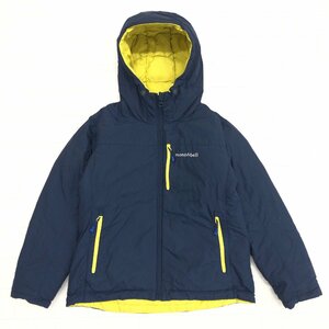 ●mont-bell モンベル #1101517 定価11,880円 2WAY リバーシブル コロラドパーカ 140 濃紺 ネイビー×ライムイエロー ダウン アウトドア