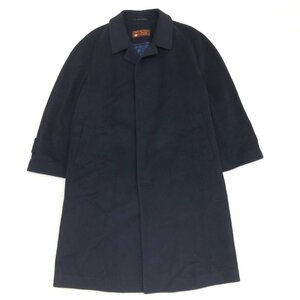 ◆美品 GUABELLO グアベロ Royal Cashmere Kansu カシミヤ100% ステンカラーコート L 濃紺 ネイビー 裏地ペイズリー総柄 日本製 メンズ