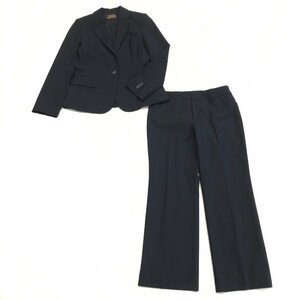 ●美品 Bluebell ブルーベル ストレッチ ウール パンツ スーツ 上下セットアップ 40(L) 黒 ブラック ジャケット 喪礼服 ブラックフォーマル