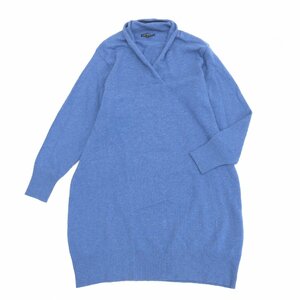 ●23区 ニジュウサンク カシミヤブレンド ウール ニット チュニック ワンピース 44(2XL) サックスブルー 長袖 セーター 3L ゆったり 大きい