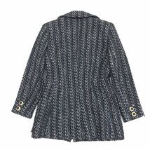 ●GK 伊太利屋 イタリヤ ビジュー装飾 ジップアップ ウール ニット ハーフコート 9(M) 黒系 ブラック系 ジャケット 羽織り レディース_画像2