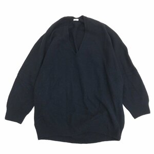 ●IENA イエナ ウール100% オープンネック ゆったり ニット セーター F 黒 ブラック 日本製 長袖 オーバーサイズ 国内正規品 レディース