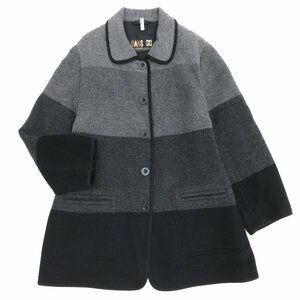 ●美品 DAKS ダックス グラデーションカラー ウール100% ハーフコート 9AR(M) グレー系 ウールコート ジャケット 日本製 国内正規品 婦人