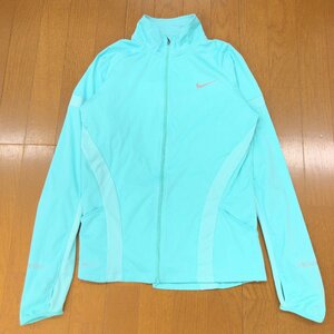 ●NIKE ナイキ DRI-FIT 蓄熱裏地 ウインドブレーカー ランニング ジャケット L 水色 ライトブルー ブルゾン ジャージ レディース