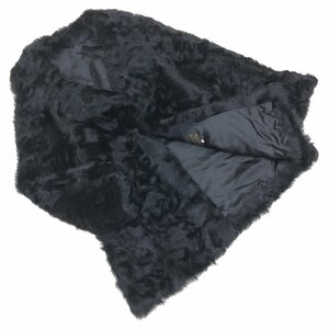 ★Moon Bat Fur ムーンバットファー 金叶 ゴールデンリーフ リアルミンクファー セミロングコート 11(L相当) 黒 ブラック 毛皮 レディース