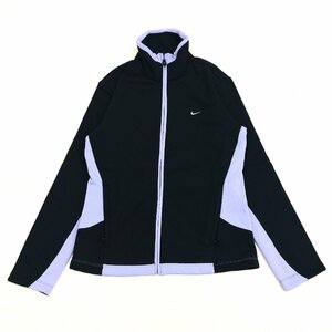 ●NIKE GOLF ナイキゴルフ ロゴ刺繍 裏起毛 ジャージ ジャケット M 黒 ブラック トラックジャケット ブルゾン 国内正規品 レディース 婦人