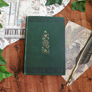 +.**+ 1881 year Victoria era. elegant old book deep green car Be antique book Vintage book@ foreign book old book England 