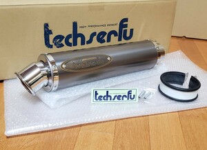 Techserfu│汎用 サイレンサー ソリッドチタン│差込み径 60.5Φ│Φ90×350L│マフラー 汎用 テックサーフ 軽量 ショート