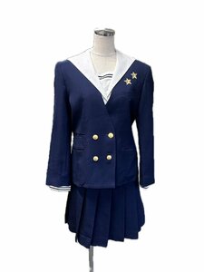 岡山[就実高等学校]女子制服 165A W64 3点セット ブレザー ブラウス スカート 中古品