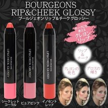 送料無料！チークにも使えるクレヨンリップ！ 【Bourgeons 】リップ＆チーク グロッシー(２色から)１本８８０円が _画像5