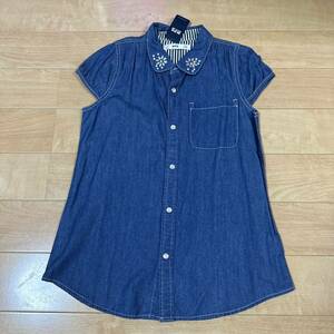  new goods Right on MPS collar biju- no sleeve Denim shirt 140 regular price 2640 jpy 