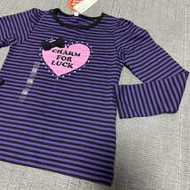 新品ハートリボンボーダー長袖TシャツあったかロンT120 保温Tシャツ　キッズ 子供服女の子 あったか保温Tシャツシリーズ　防寒・着膨れなし_画像3