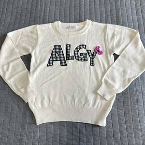 3 times have on ALGYaruji- check pattern Logo thin knitted tops 140 knitted sweater long sleeve girl Kids child clothes 