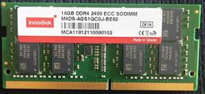 innodisk 16GB x1 DDR4 2400MHZ M4DS-AGS1QC0J-BE82 ECC バッファなし SODIMM 260ピン（送料無料）