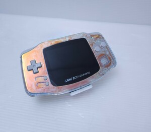 送料無料 美品/ 動作品 GBA ゲームボーイアドバンスオーラの色 本体 とIPS V5 バックライト液晶搭載 画面 