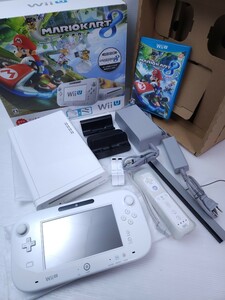 美品/ 動作品 任天堂 Nintendo WiiU Wii U 本体 32GB WUP-101 GamePad WUP-010 マリオカート 白 箱付き セット（^-03）