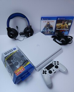 美品/動作品PS4 本体 セット 500GB ホワイト SONY PlayStation4 CUH-2200A F.W 7.51プレステ4 + ゲームソフト+ヘッドホン+コントローラ(65)