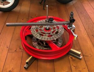 227 送料込【バイク用】17inch 回転軸にS45CD(ミガキ材)直径12Φmm使用　センターカラーとテーパーコーン使用 手動式タイヤチェンジー