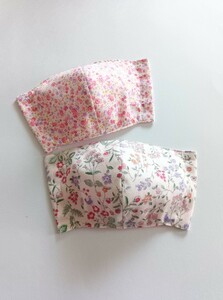 小学校低学年用立体マスク２枚入り(花・小花／ピンク)ハンドメイド★送料無料★