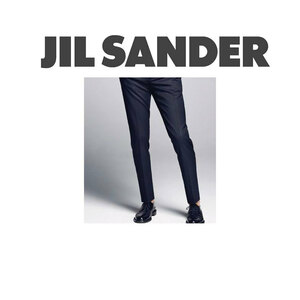 JIL SANDER カシミアブレンド スラックス パンツ 46サイズ ヴァージンウール ジルサンダー ラフシモンズデザイン ダークネイビー 