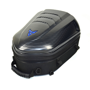 バイク用 炭素繊維 ツーリングバッグ シートバッグ リュックサック バイクバッグ 拡張機能あり (ロゴ青)