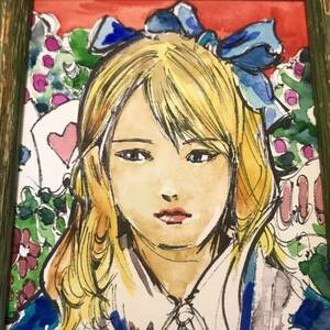 【水彩原画】「Alice」お宝になるかも?!■真作原画■一点物■現代アート■東京藝術大学卒業作家■不思議の国のアリス