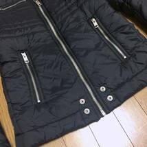 DIESEL ディーゼル NEVERZIP JKT 軽量 中綿 ナイロン キルティング パテッドバイカー ライダース ジャケット メンズ M 黒 ブラック_画像6