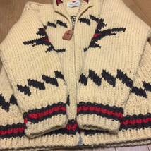 カナダ製 CANADIAN SWEATER カナディアンセーター 肉厚 HAND KNIT ハンドニット サンダーバード柄 ジップ カウチン セーター メンズ M位_画像6