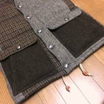 美品 BEAUTY&YOUTH ユナイテッドアローズ 英国 HARRIS TWEED ハリスツイード ヘリンボーン チェック クレイジー切替 ダウンベスト メンズ L_画像5