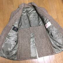 USA製 BASKIN × HARRIS TWEED ハリスツイード 上質 ヘリンボーン カラーネップ くるみ釦 2B ツイード ジャケット メンズ M位 茶 ブラウン_画像4