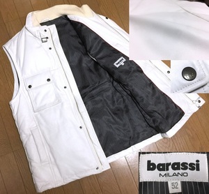 美品 定価7.5万 barassi MILANO バラシ 極上 羊革 ラムレザー ダウンベスト 白 ホワイト メンズ 52 XXL 3L 大きいサイズ 本革