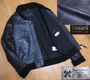 Liugoo Leathers リューグーレザーズ 豪華 牛革 オールレザー シンサレート 中綿 ライダース スタジャン メンズ M バイカラー 紺 黒