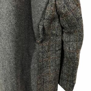 B344 Harris Tweed SEVENDAYS=SUNDAY ハリスツイード ロングコート コート アウター 上着 羽織り 長袖 ウール 100% グレー系 チェック柄 Lの画像10