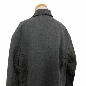 B344 Harris Tweed SEVENDAYS=SUNDAY ハリスツイード ロングコート コート アウター 上着 羽織り 長袖 ウール 100% グレー系 チェック柄 Lの画像6