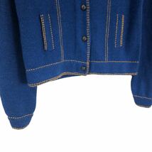 NB186 ALPACA HOUSE アルパカハウス アルパカ 100% ニット ジャケット アウター 上着 羽織り 長袖 ブルー系 レディース M_画像4