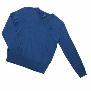 S149 POLO RALPH LAUREN ポロ ラルフローレン 子供服 キッズ ニットセーター トップス ニット Ｖネック 長袖 セーター 毛100% M 10-12