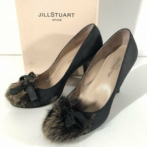 ジルスチュアート JILL STUART ジルスチュアート 他 パンプス 23cm グレー ラクーンファー 美品 本革レザー G8