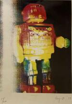★F46★ 靉嘔 Ay-O シルクスクリーン「虹のロボット」1979年制作 限定200部 額付 111/200キリ番_画像1