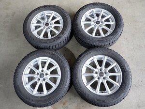 YS3759【送料無料195/65R15】プリウス アリオン ウィッシュ 210系カローラ等 中古スタッドレスセット★15×6J 100/5H ET43★1円スタ